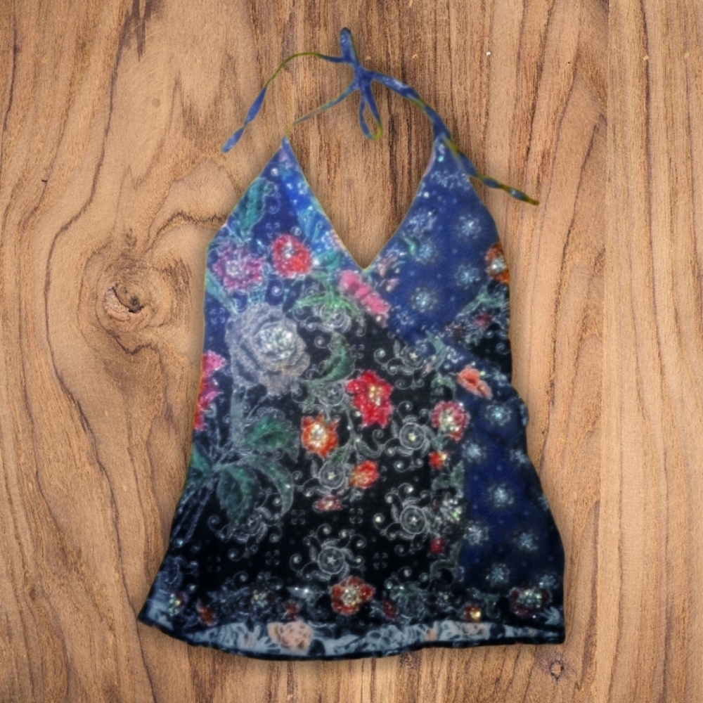 HP👌 Exquisite Handmade Hand beaded Floral Halter Top